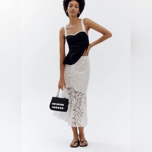 Anthropolpgie Avec Les Filles White Flared Lace Midi Skirt